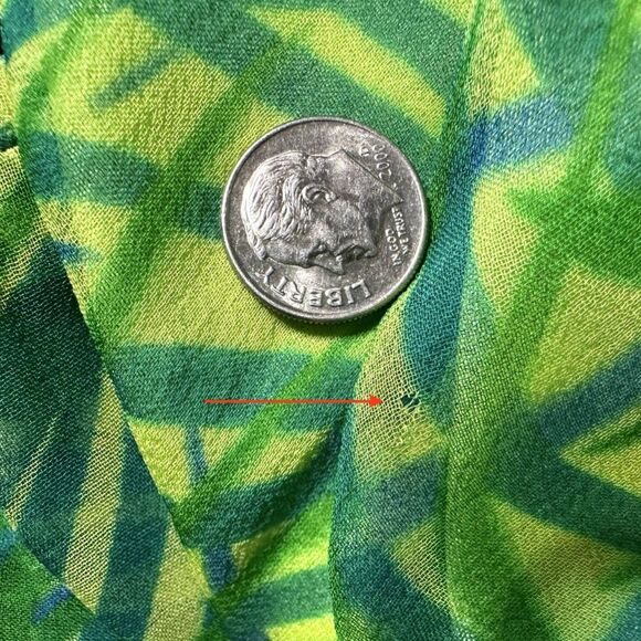 ICE Vintage Silk Wrap Dress Green Tropical Palm Print Chiffon Midi Summer Sz 12 - Picture 8 of 11